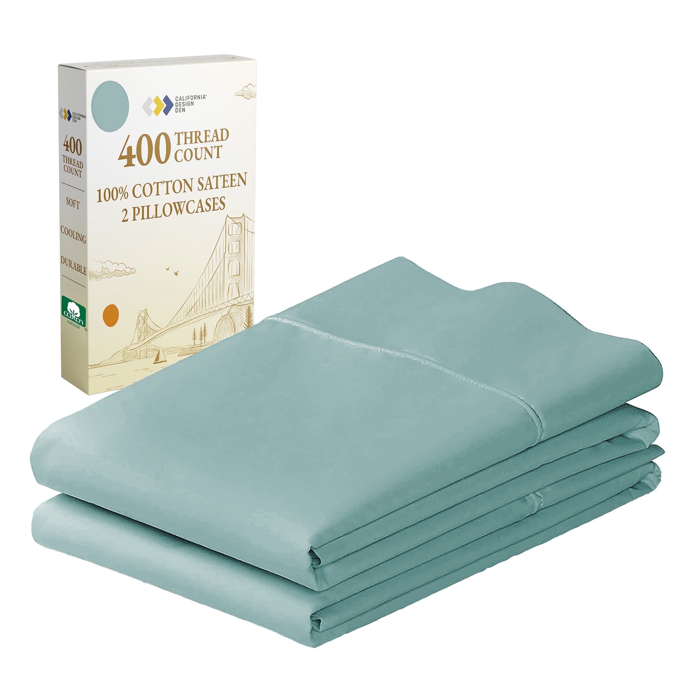 Teal Cotton Sateen Standard/Queen Pillowcase Set