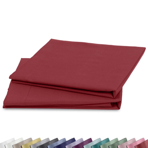 California Design Den Standard / Queen Pillow Cases Set of 2 - Soft 100% Cotton Sateen, Fits Standard & Queen Pillows - Brick Red