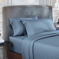 thumbnail image 1 of California Design Den Striped 100% Cotton Queen Sheet Set - 400 Thread Count Sateen, Queen Sheets Cotton Set with Deep Pockets, 4 Piece Adult/Teen Bed Sheet Set Cotton - Blue Hydrangea, 1 of 10