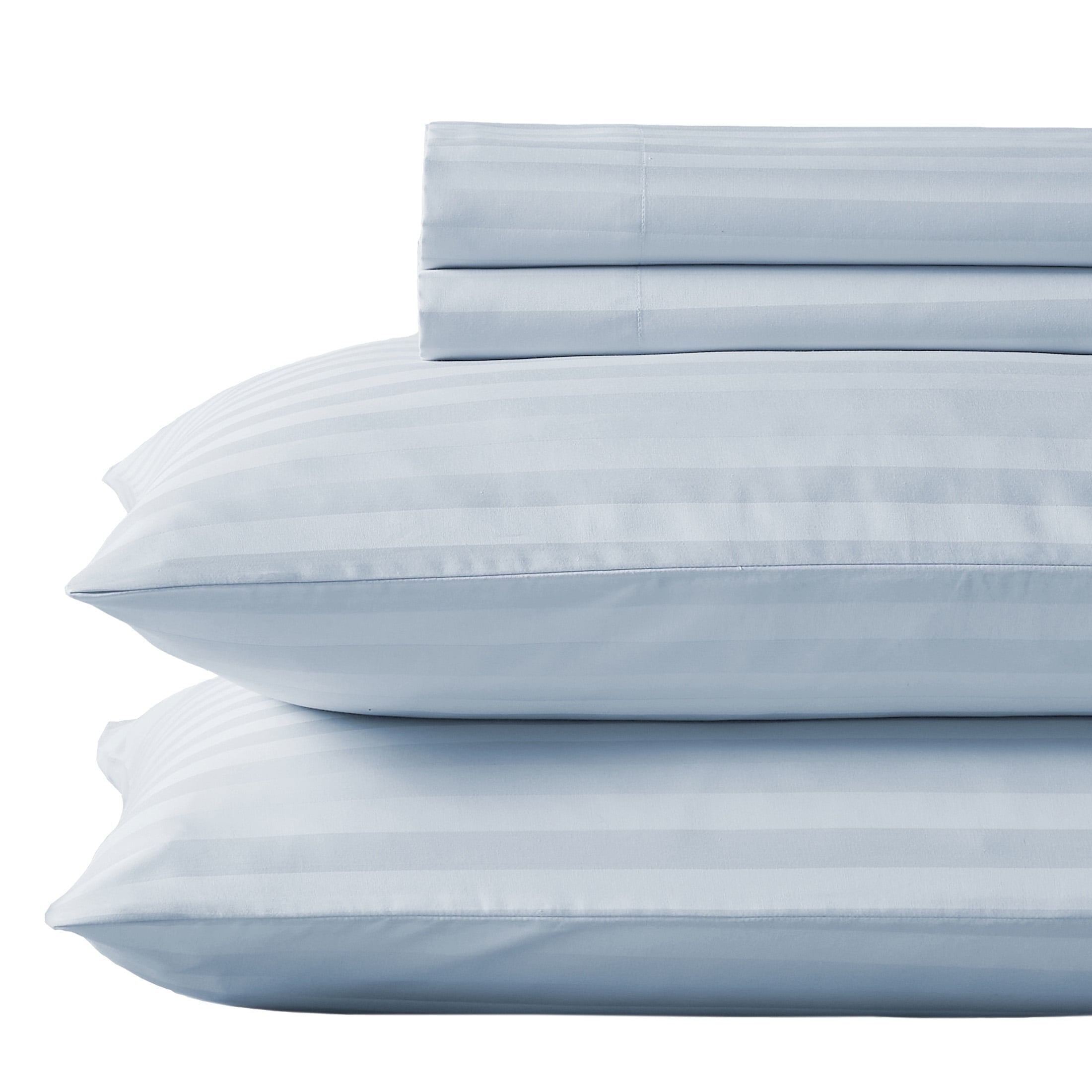 Sky Blue Striped Full Cotton Deep Pocket Sheet Set