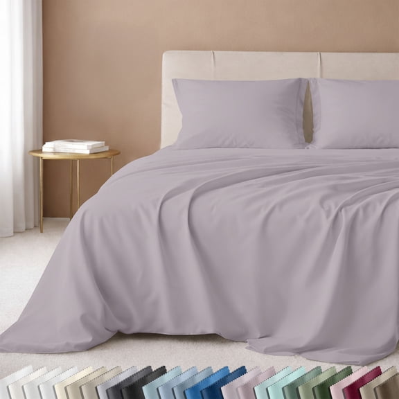 California Design Den Twin Bed Sheets Cotton Set - 600 Thread Count 100% Cotton Sateen, Adult/Teen 3 Pc Bed Set - Lavender