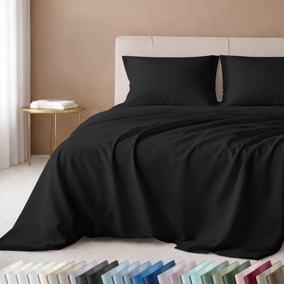 California Design Den Twin Extra Long Cotton Bed Sheets Set - 600 Thread Count, 100% Cotton Bedsheets, Soft and Durable, Deep Pockets - Black