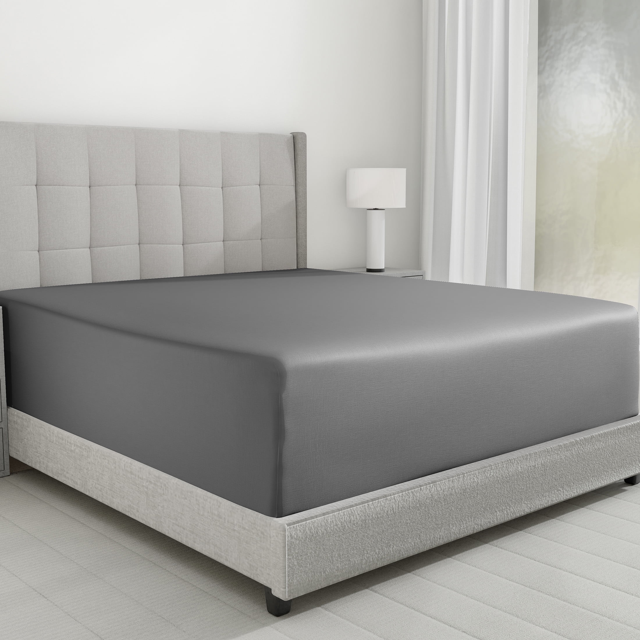 California King Gray Cotton Deep Pocket Fitted Sheet Set