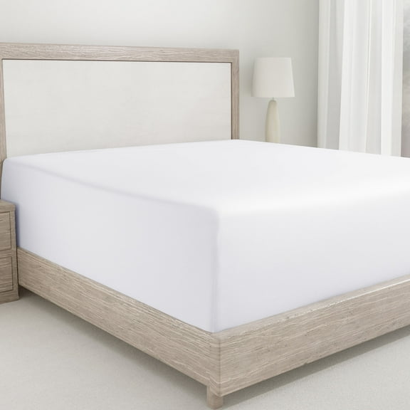 California Design Den Twin Fitted Sheet Only, Softest 400 Thread Count 100% Cotton Sateen, Deep Pocket, All-Around Elastic, Side Indicators - Bright White