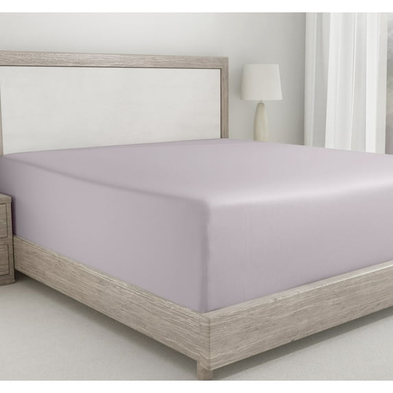 California Design Den Twin Fitted Sheet Only, Soft 400 Thread Count 100% Cotton Sateen, Deep Pocket, All-Around Elastic, Side Indicators - Dusky Lavender Grey