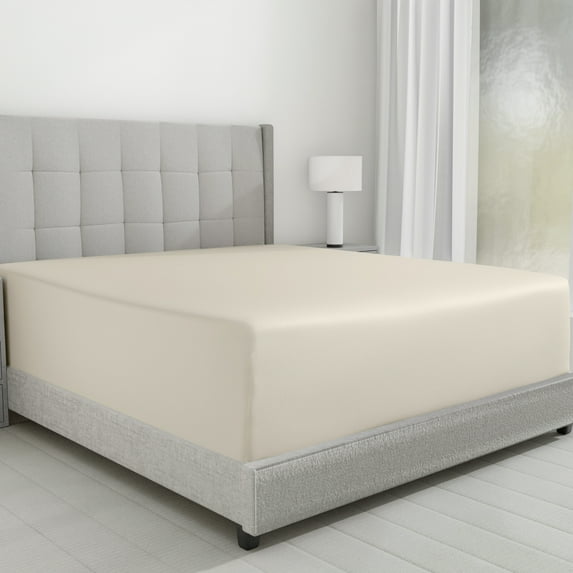 California Design Den Twin Fitted Sheet Sold Separately - 600 Thread Count 100% Cotton Sateen, Deep Pocket Bottom Fitted Sheet - Ivory (Creamy Beige Tone)