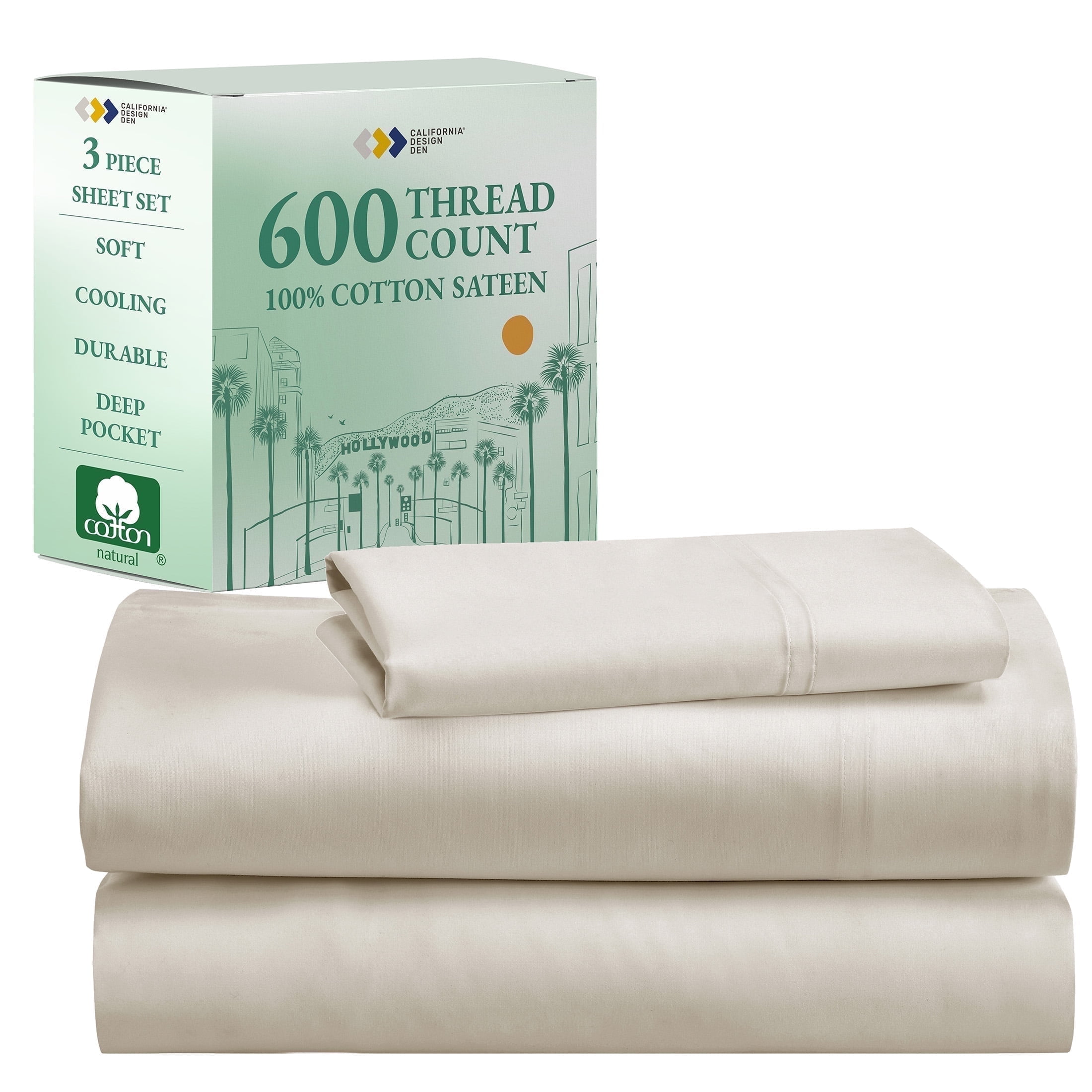 Ivory Deep Pocket California King Cotton Sheet Set