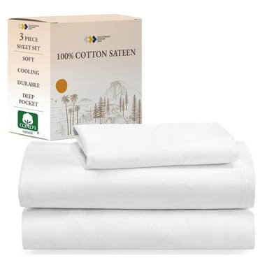 California Design Den Twin Sheets - 100% Cotton Bed Sheets Set - Soft Cooling Sheets - Adult/Teen 3 Piece Bedding and Pillowcase, Bright White