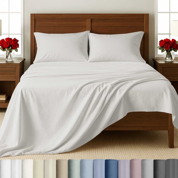 California Design Den Twin Sheets Set - 500 Thread Count 100% Cotton Sateen, 3 Piece Adult/Teen Bed Sheets Set with Deep Pockets - True Ivory