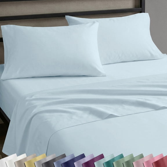 California Design Den Twin Size Bed Sheets Set - 100% Cotton Sateen Bed Sheets, Soft & Breathable, Durable Bedding - Baby Blue