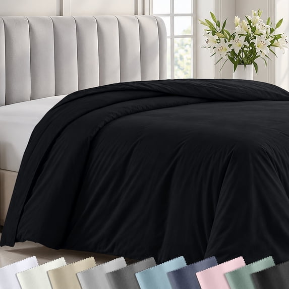 California Design Den Twin/Twin XL Size Duvet Cover - 400 Thread Count, 100% Cotton Sateen, Comforter Cover - Black