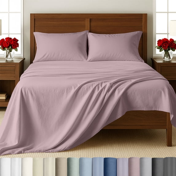 California Design Den Bed Sheets Twin XL Set - 500 Thread Count 100% Cotton Sateen, Soft Sateen, Deep Pocket - Sepia Rose