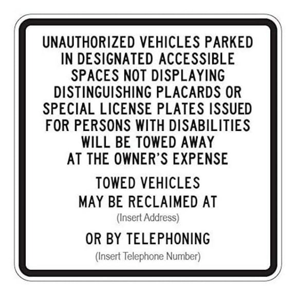 California Disabled Parking Sign R100B - 24x24 Aluminum Reflective - Pre-Drilled - Compliant with CA State Requirements - Durable Rust-Free Parking Placard 24x24 inches EGP Reflective White/Black
