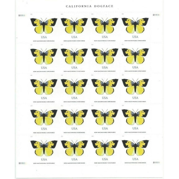 California Dogface Butterfly 1 Sheet of Twenty (Two-ounce) Forever USPS Postage Stamp Celebrate Wedding (20 Stamps)