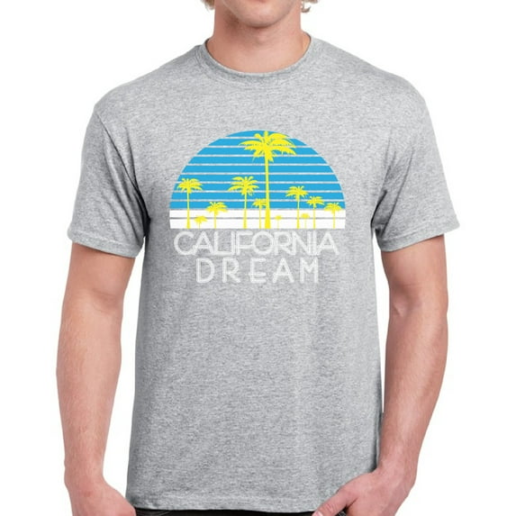 California Dream Palms T-Shirt for Men - S M L XL 2XL 3XL 4XL 5XL USA State Graphic Tee - California Clothes Collection Funny Cali Gift for Men