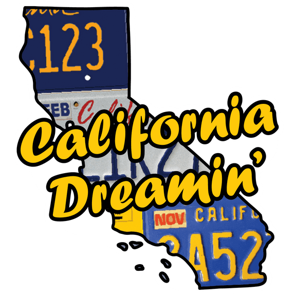 California Dreamin' State Shape Great Gift Idea Single 5 Inch Magnet Made in The USA Car Auto Tool Box Refrigerator Magnet S11831