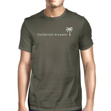 California Dreaming Mens Dark Gray Tee Crew Neck Summer T-Shirt