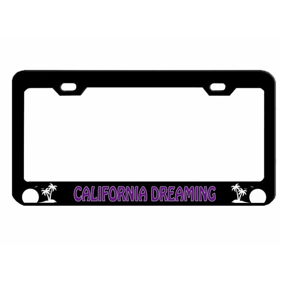 California Dreaming Style Metal License Plate Frame Personalized/Car Accessories Car Tag Holder Cover (Black/Purple)