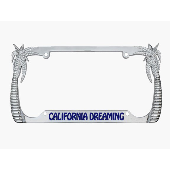 California Dreaming Style Metal License Plate Frame Personalized/Car Accessories Car Tag Holder Cover (Chrome/Blue)