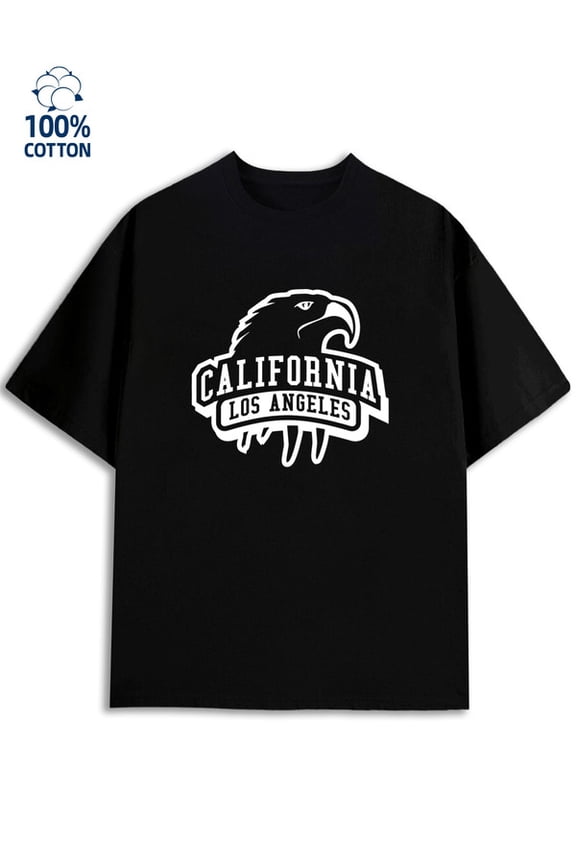 California Eagle Tee mens 180G 100% Cotton black Basic Unisex Shirt Cotton tshirts Basic Unisex Shirt Short Sleeve tshirts Casual Unisex Shirt Graphic tshirts Casual Unisex Shirt Short Sleeve tshirts