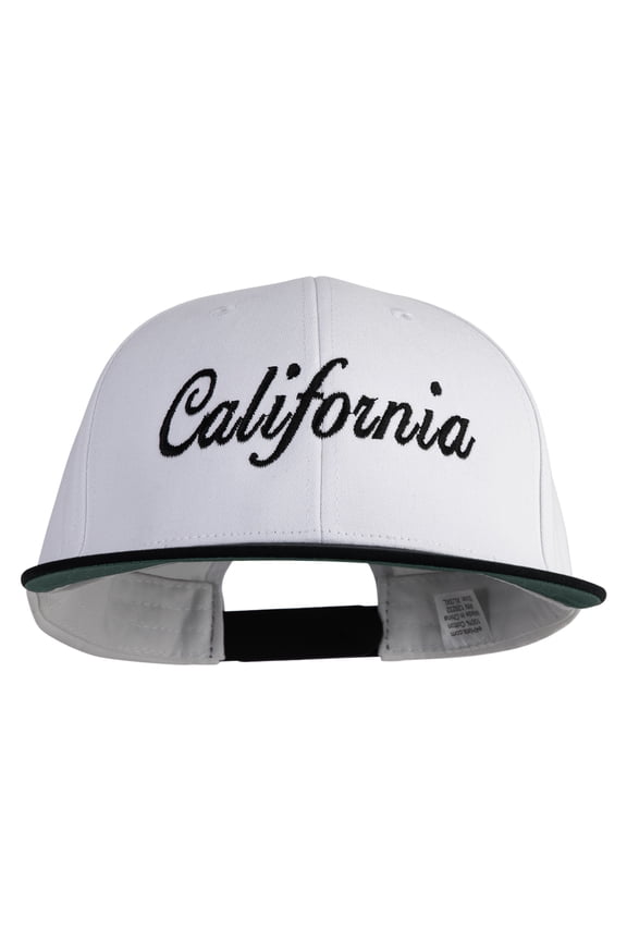 California Embroidered Brushed Cotton Twill High Profile Extra Size Cap - White Black XL-3XL