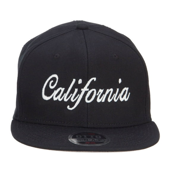California Embroidered Cotton Snapback Cap - Black OSFM