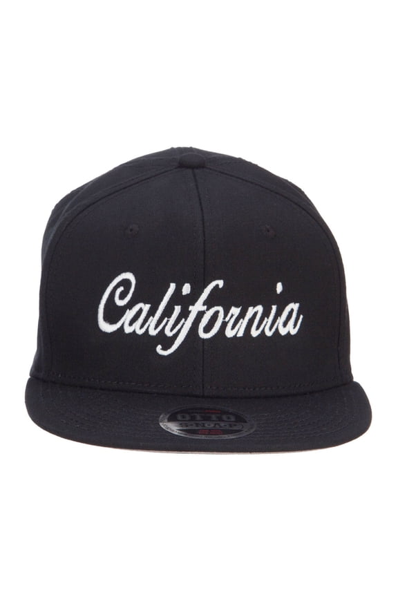 California Embroidered Cotton Snapback Cap - Black OSFM