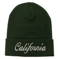 thumbnail image 1 of California Embroidered Long Cuff Beanie - Olive OSFM, 1 of 5