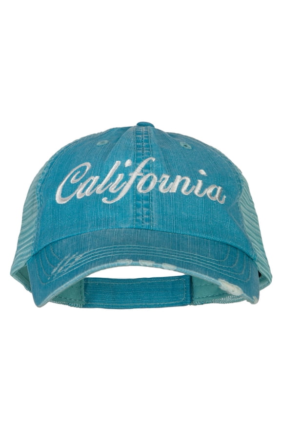 California Embroidered Low Profile Mesh Cap - Aqua OSFM