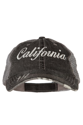 California Embroidered Low Profile Mesh Cap - Black OSFM