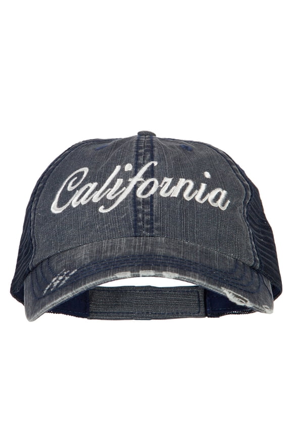 California Embroidered Low Profile Mesh Cap - Navy OSFM