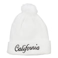 thumbnail image 1 of California Embroidered Pom Cuff Beanie - White OSFM, 1 of 5