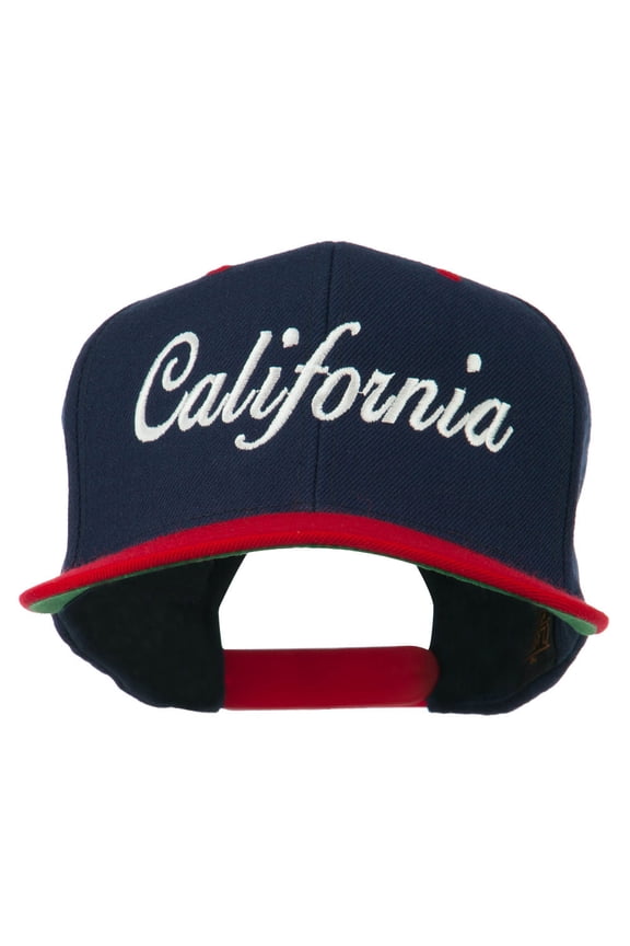California Embroidered Snapback Cap - Navy Red OSFM
