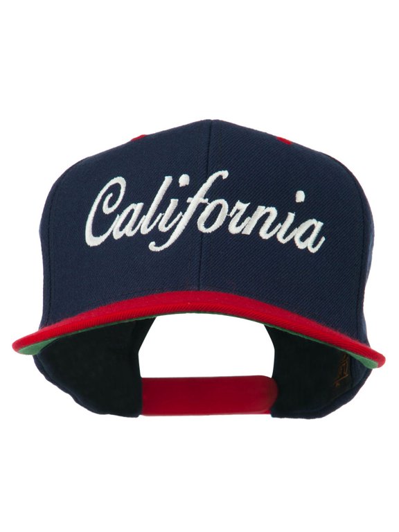 California Embroidered Snapback Cap - Navy Red OSFM