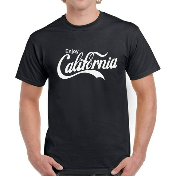 California Enjoy White T-Shirt for Men - S M L XL 2XL 3XL 4XL 5XL USA State Graphic Tee - California Clothes Collection Funny Cali Gift for Men