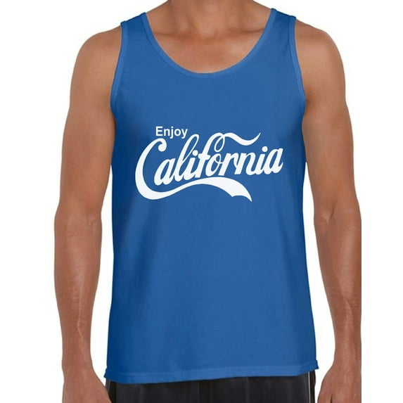 California Enjoy White USA State Tank Top for Men - S M L XL 2XL California Graphic Tee - Best Patriotic Cali Outfit Tee Top Gift