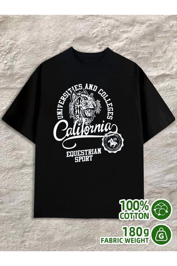 California Equestrian men 180G Cotton black Trendy Unisex Shirt Graphic Tee tshirts Trendy Unisex Shirt Short Sleeve tshirts Fashion Unisex Shirt Cotton tshirt