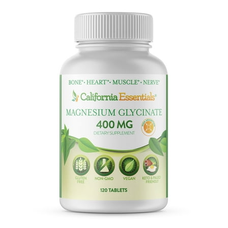California Essentials Magnesium Glycinate 400 mg Mineral Supplements, (120 Tablets)