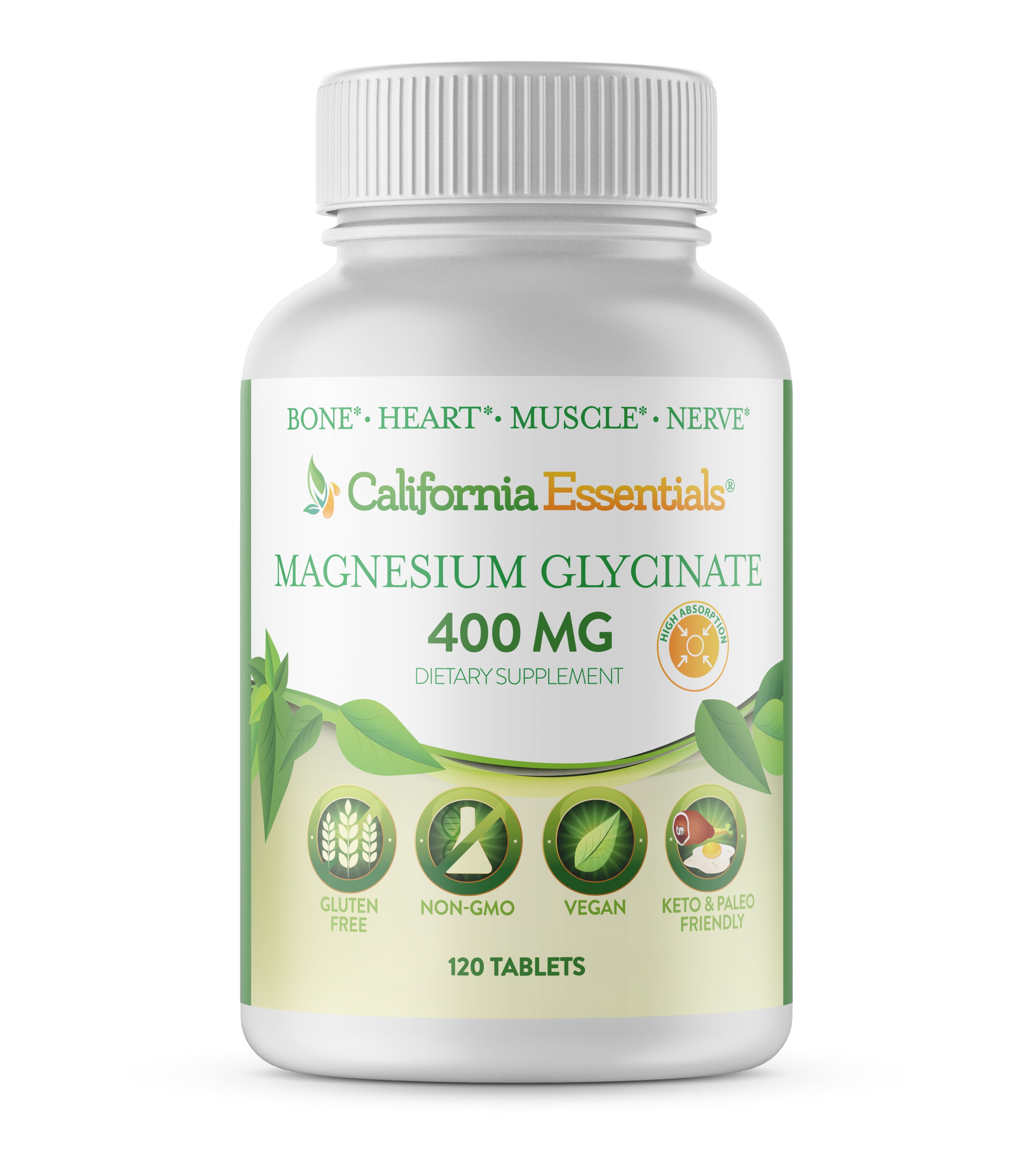 California Essentials Magnesium Glycinate 400 mg Mineral Supplements, (120 Tablets)