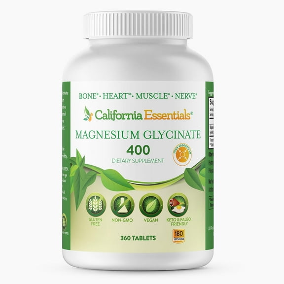 California Essentials Magnesium Glycinate 400mg Bone Health and Joint Support Supplement, 360 Tablets