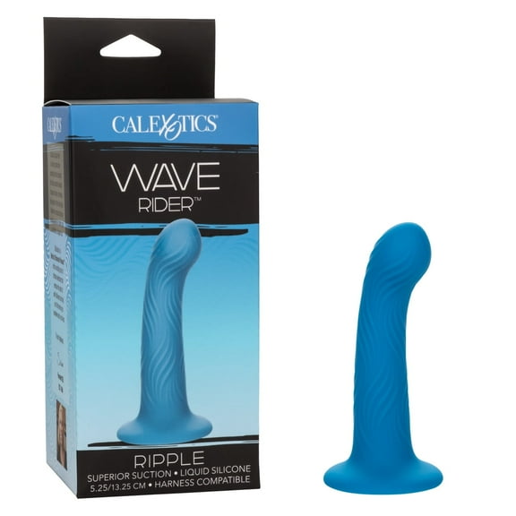 California Exotics Wave Rider Ripple 5.25" Silicone Dildo with Suction Cup, Blue