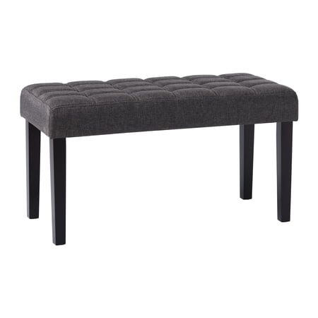 California Fabric Upholstered and Tufted Entryway and/or Accent Bench with Wood Legs