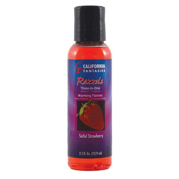 California Fantasies Razzels Flavored Warming Water Based Personal Lubricant, Strawberry 2.5 oz, Liquid