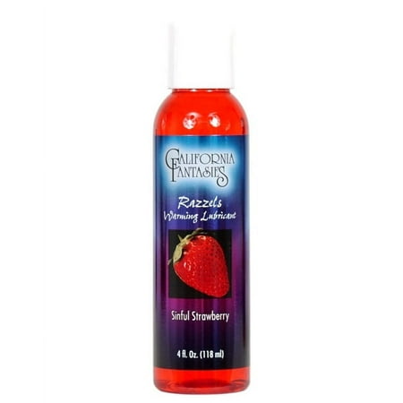 California Fantasies Razzels Flavored Warming Water Based Personal Lubricant, Strawberry 4oz,Liquids