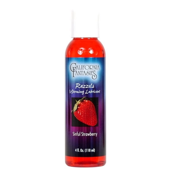 California Fantasies Razzels Flavored Warming Water Based Personal Lubricant, Strawberry 4oz,Liquids