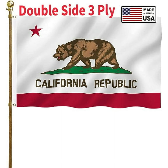 California Flag 3x5 Double Sided Outdoor State Flags Heavy Duty 3 Ply with Durable Canvas Header and Brass Grommets Vivid Colors