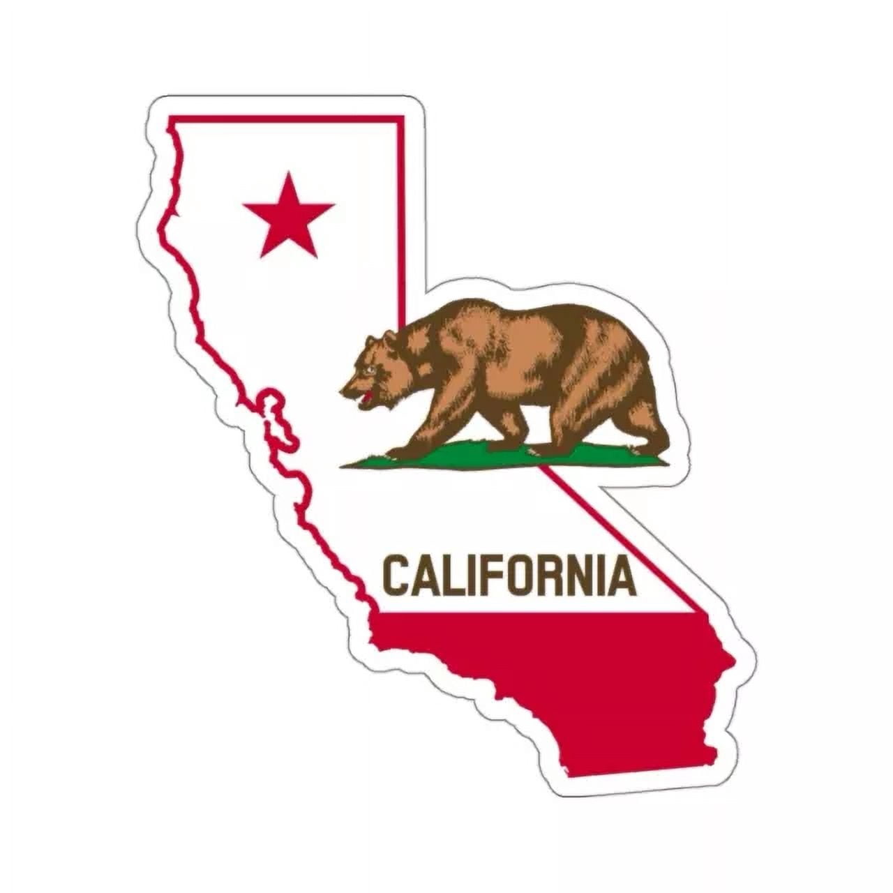 California Flag Bear Outline Border Line State Logo Vinyl Sticker Decal ...