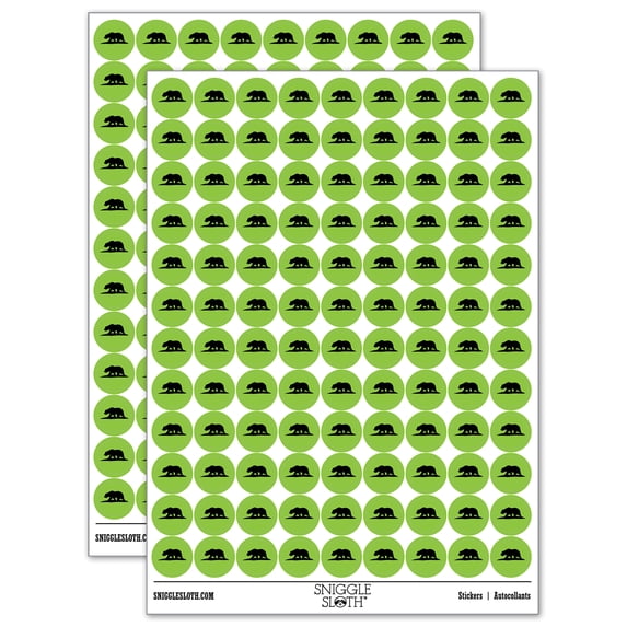 California Flag Bear Solid 200+ Round Stickers - Light Green - Matte Finish - 0.50" Size
