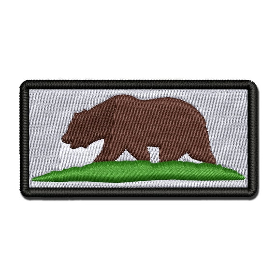 California Flag Bear Solid Applique Multi-Color Embroidered Iron-On Patch - 2.5 Inch Small