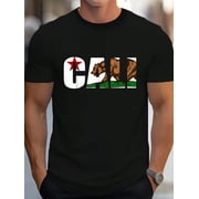 California Flag Cali Designs Home Love Family Men's Cotton Crew Neck Graphic Tee Casual Short Sleeve Solid T-Shirt
